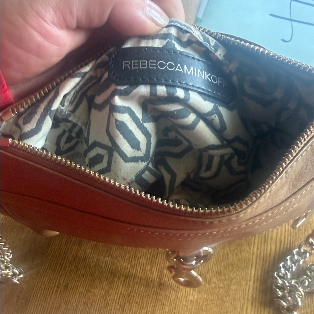 Rebecca Minkoff Chestnut Brown Leather Crossbody with Chain Strap